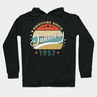 Awesome Since january 1957 Birthday Retro Sunset Vintage Funny Gift For Birthday Hoodie